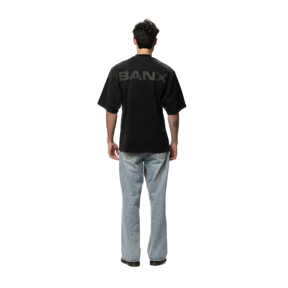 STAPLE LOGO Oversized Slim Tee - Stone Washed (Dark Grey Print)