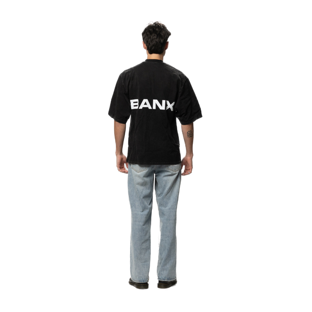 STAPLE LOGO Oversized Slim Tee - Stone Washed (White Print)