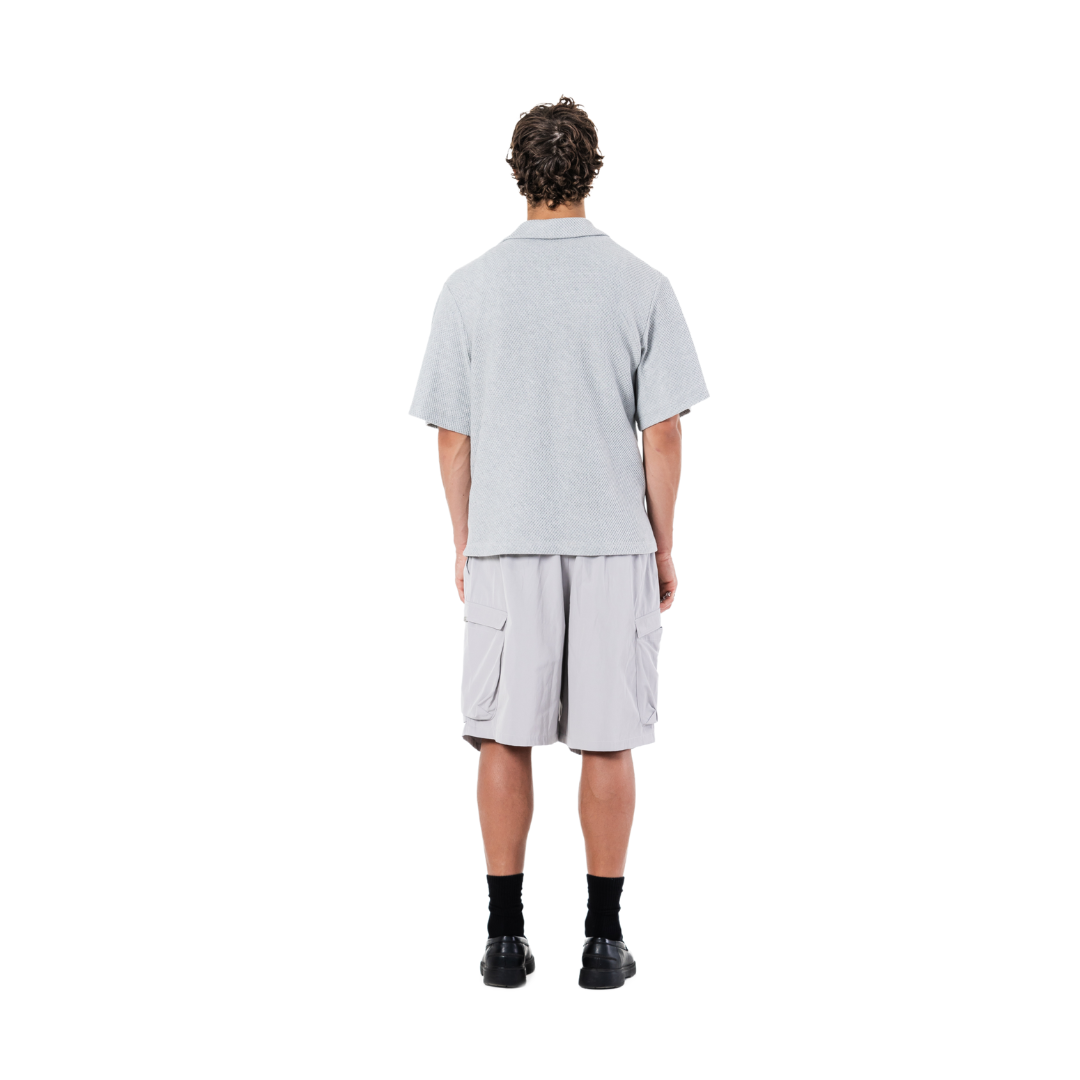 EBB - Signature Waffle Jersey Button Up - Grey