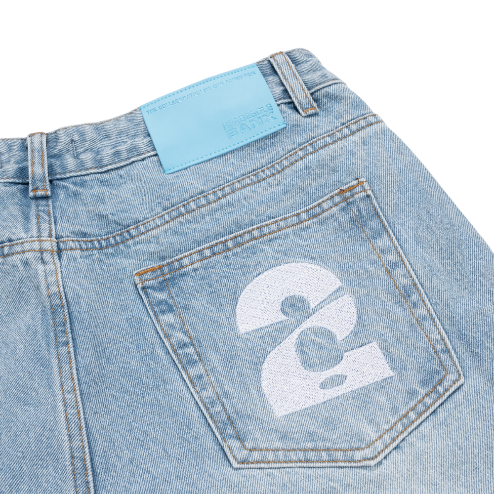 BANX x HEAD2SOLE - "The Collab No One Asked For" Wide Leg Denim Jeans - Stone Washed Blue