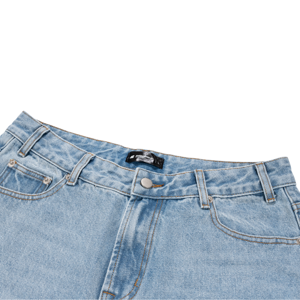 BANX x HEAD2SOLE - "The Collab No One Asked For" Wide Leg Denim Jeans - Stone Washed Blue