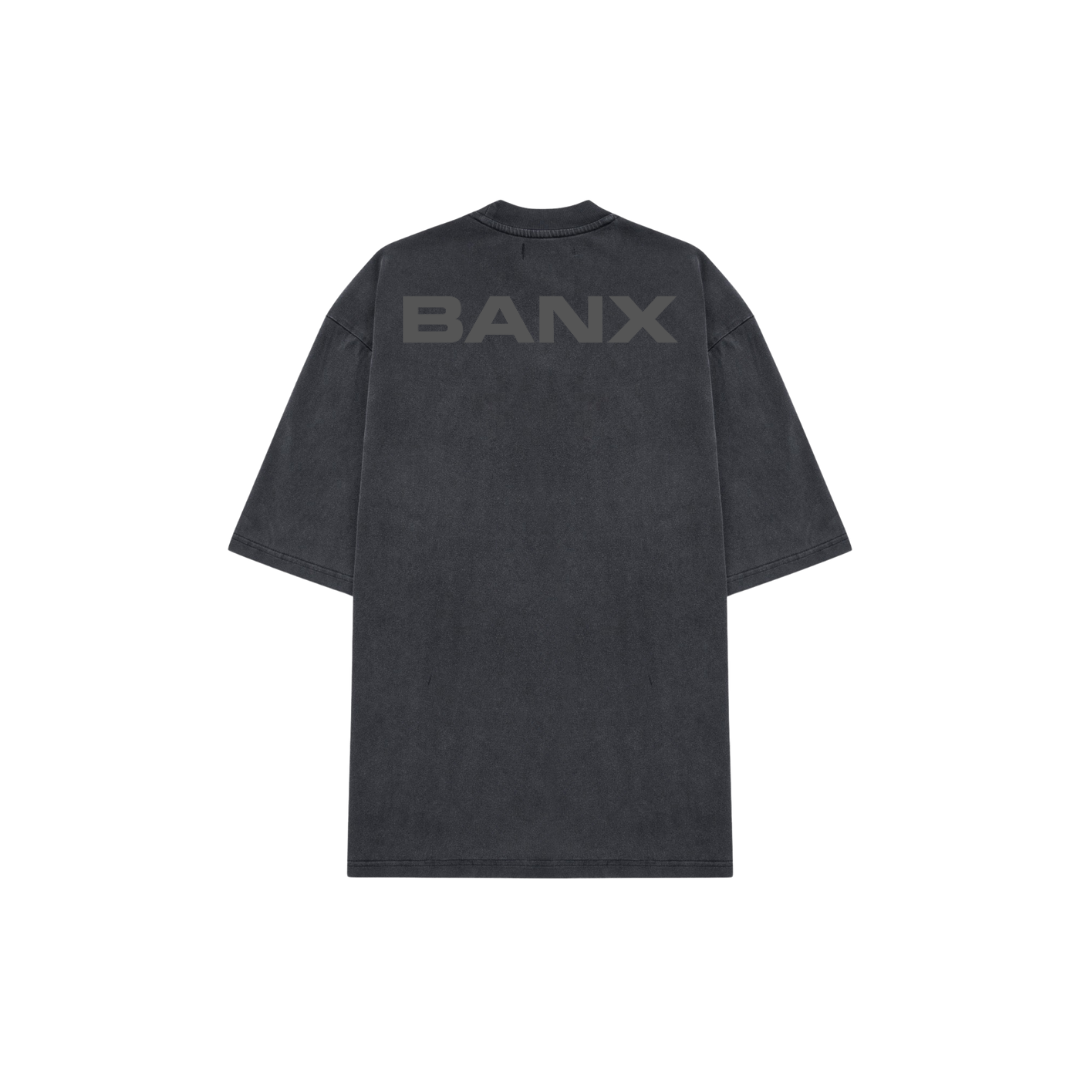 STAPLE LOGO Oversized Slim Tee - Stone Washed (Dark Grey Print)